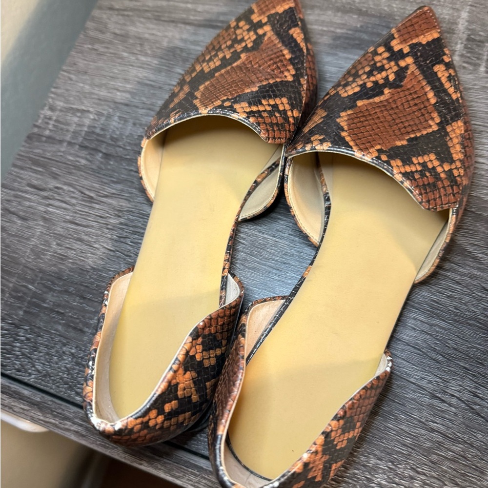 Brown Snake Print Women's Flats